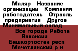 Маляр › Название организации ­ Компания-работодатель › Отрасль предприятия ­ Другое › Минимальный оклад ­ 20 000 - Все города Работа » Вакансии   . Башкортостан респ.,Мечетлинский р-н